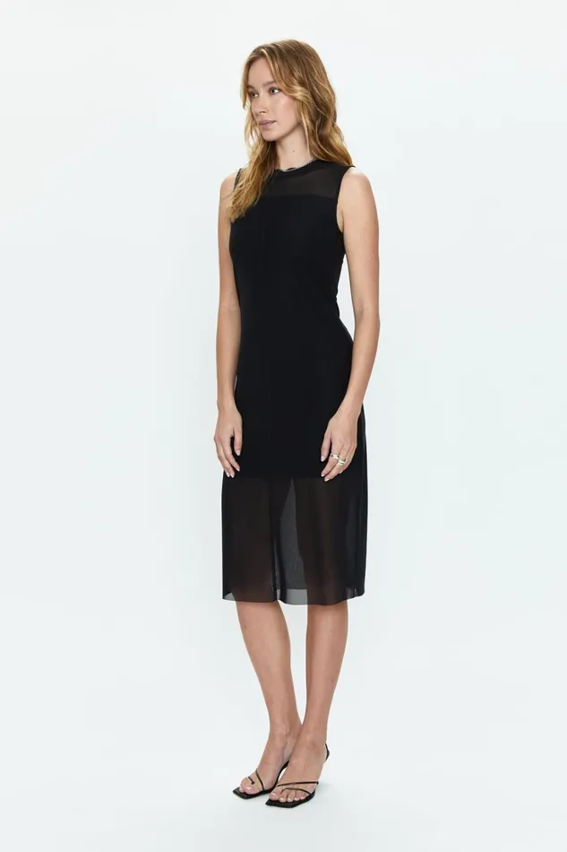Pistola Denim June Sleeveless Midi Dress 8211 Noir Women Dresses