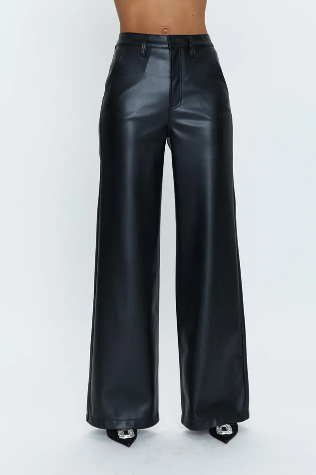 Pistola Denim Lana Trouser High Rise Ultra Wide Leg 8211 Slate Black Women Pants