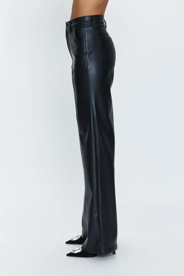 Pistola Denim Lana Trouser High Rise Ultra Wide Leg 8211 Slate Black Women Pants