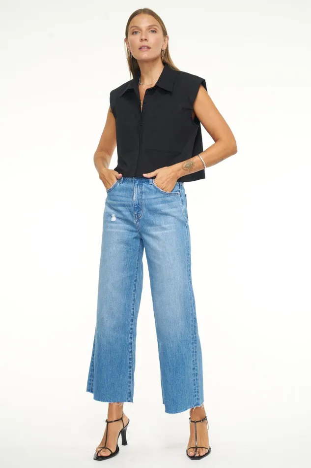 Pistola Denim Liam Sleeveless Button Down Shirt 8211 Noir Women Tops