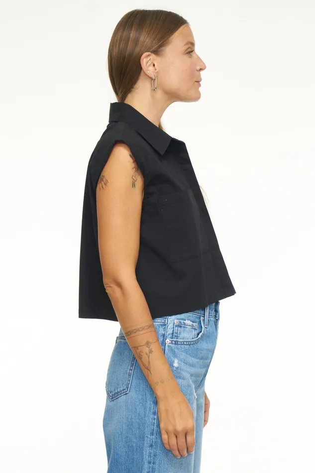 Pistola Denim Liam Sleeveless Button Down Shirt 8211 Noir Women Tops