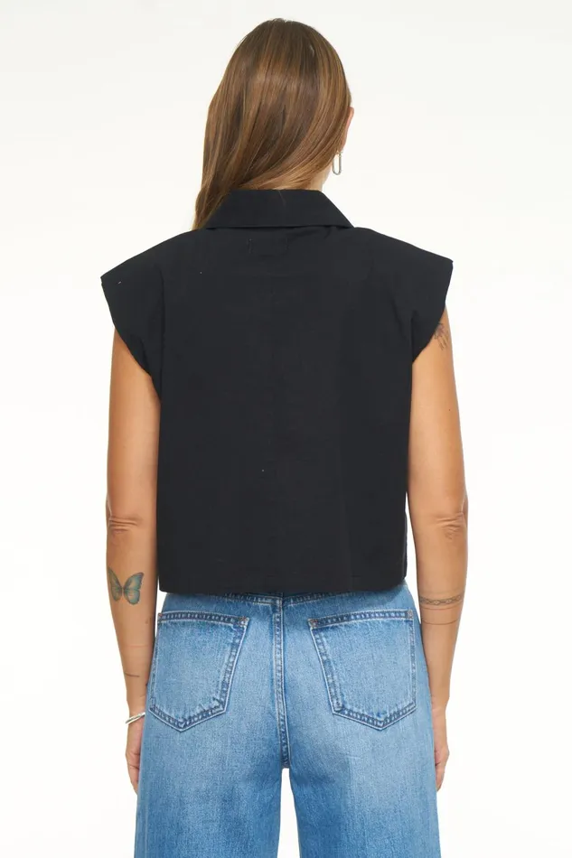 Pistola Denim Liam Sleeveless Button Down Shirt 8211 Noir Women Tops