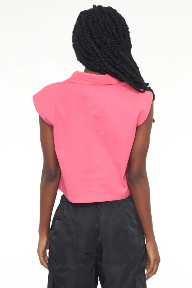 Pistola Denim Liam Sleeveless Button Down Shirt 8211 Pink Punch Women Tops