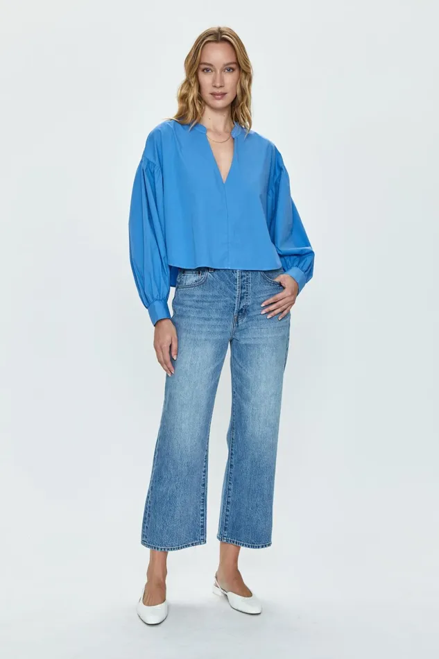 Pistola Denim Lou Puff Sleeve Shirt 8211 Blue Belle Women Tops