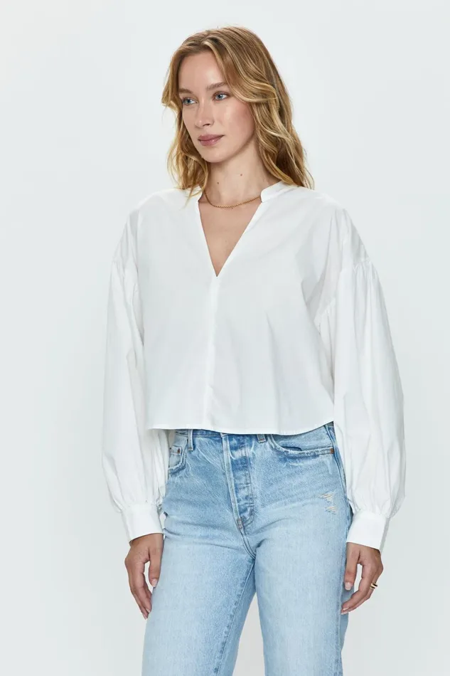 Pistola Denim Lou Puff Sleeve Shirt 8211 Le Blanc Women Tops
