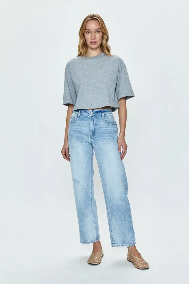 Pistola Denim Mae Cropped Tee 8211 Heather Grey Women Tops