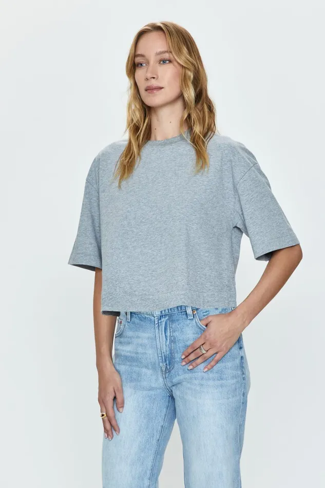 Pistola Denim Mae Cropped Tee 8211 Heather Grey Women Tops