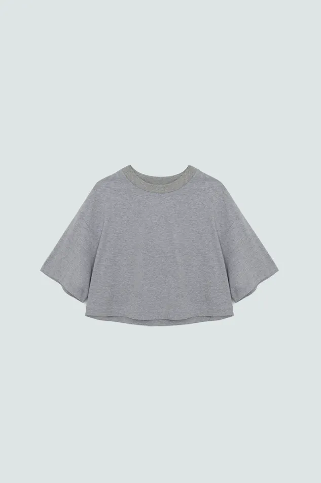 Pistola Denim Mae Cropped Tee 8211 Heather Grey Women Tops