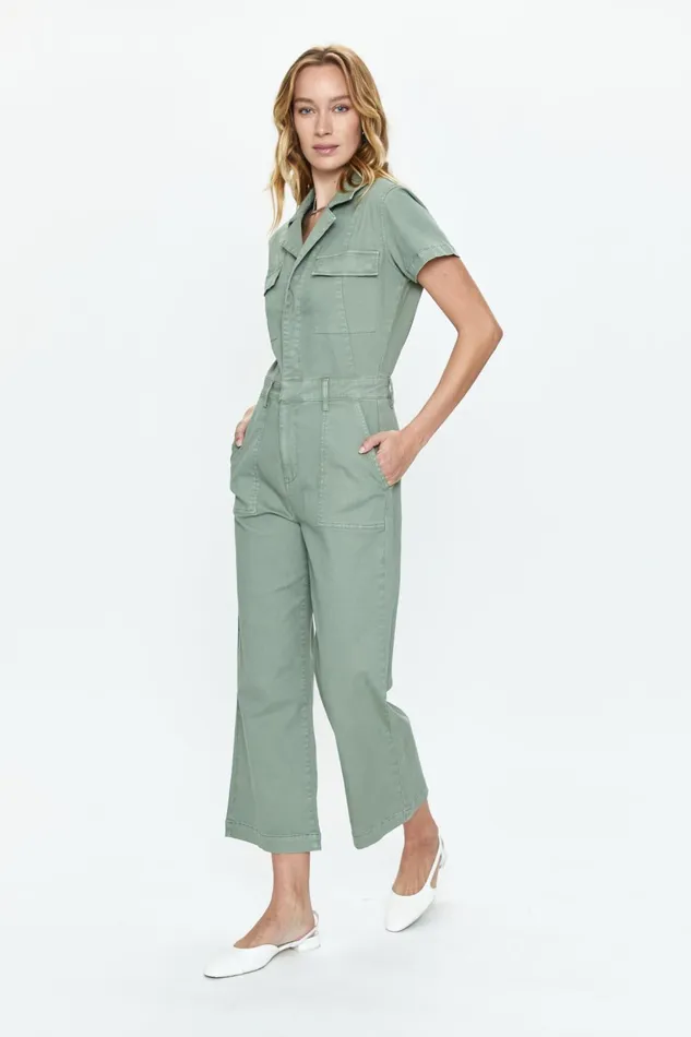 Pistola Denim Makenna Utility Wide Leg Jumpsuit 8211 Calvary Olive Women Jumpsuits and Rompers