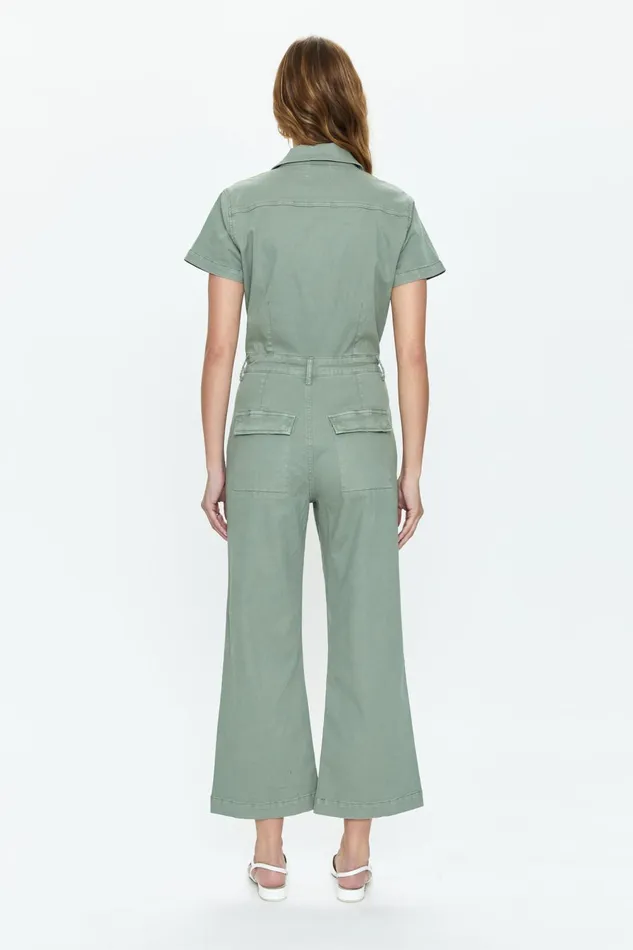 Pistola Denim Makenna Utility Wide Leg Jumpsuit 8211 Calvary Olive Women Jumpsuits and Rompers