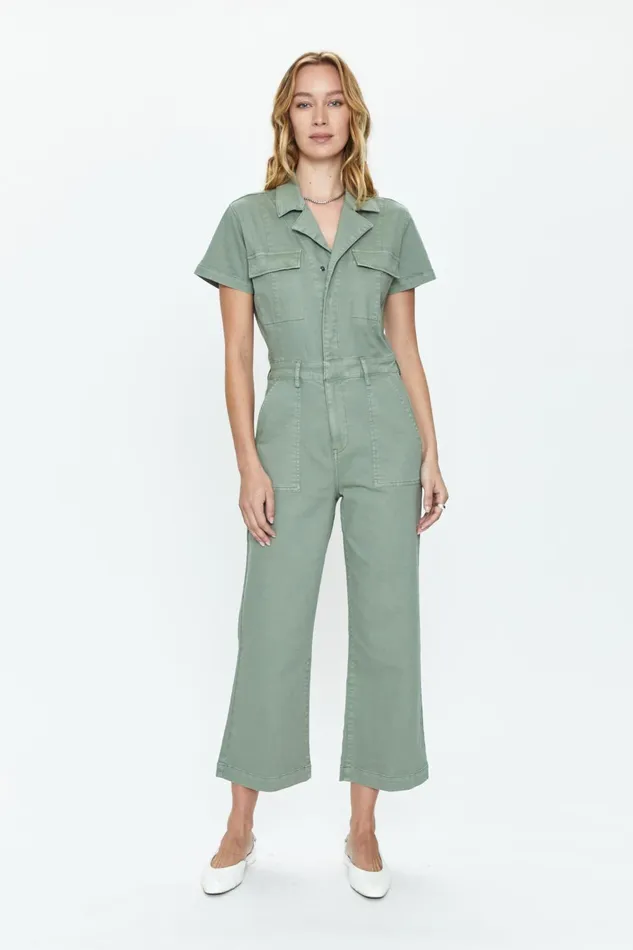 Pistola Denim Makenna Utility Wide Leg Jumpsuit 8211 Calvary Olive Women Jumpsuits and Rompers
