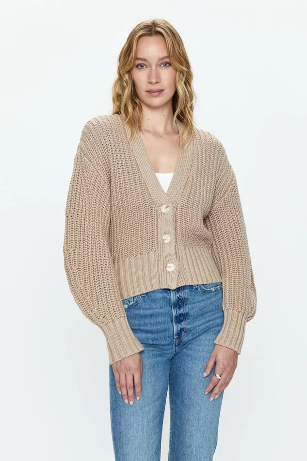 Pistola Denim Mallory Curved Sleeve Cardigan 8211 Sable Women Sweaters and Knits