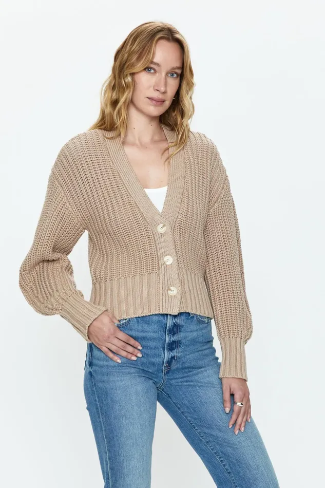 Pistola Denim Mallory Curved Sleeve Cardigan 8211 Sable Women Sweaters and Knits