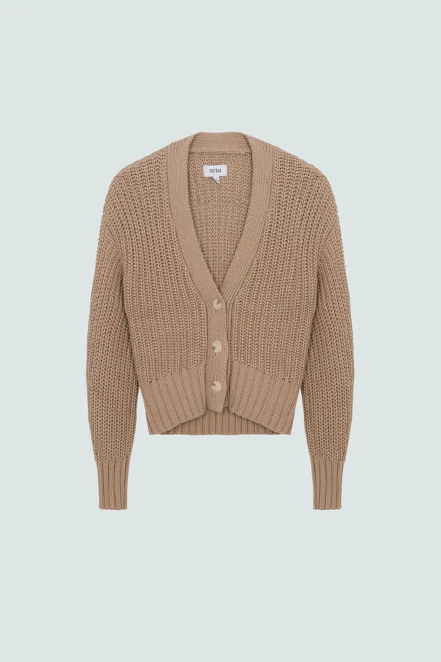 Pistola Denim Mallory Curved Sleeve Cardigan 8211 Sable Women Sweaters and Knits