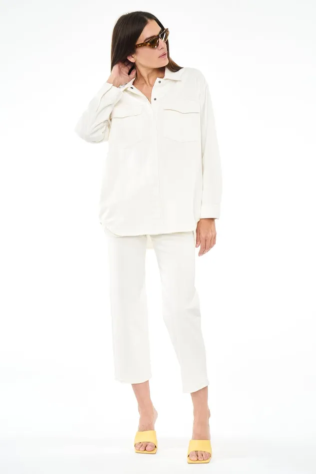 Pistola Denim Mandy Oversized Shacket 8211 Macadamia Women Tops