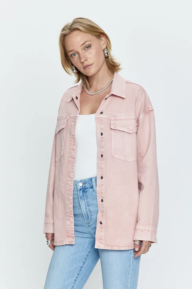 Pistola Denim Mandy Oversized Shacket 8211 Mellow Rose Snow Women Jackets and Outerwear