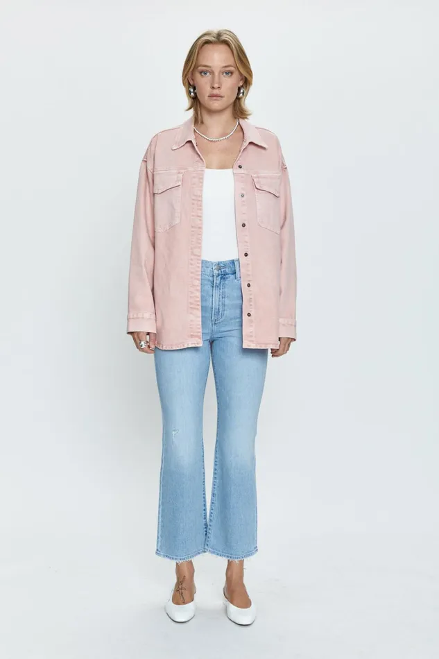 Pistola Denim Mandy Oversized Shacket 8211 Mellow Rose Snow Women Jackets and Outerwear
