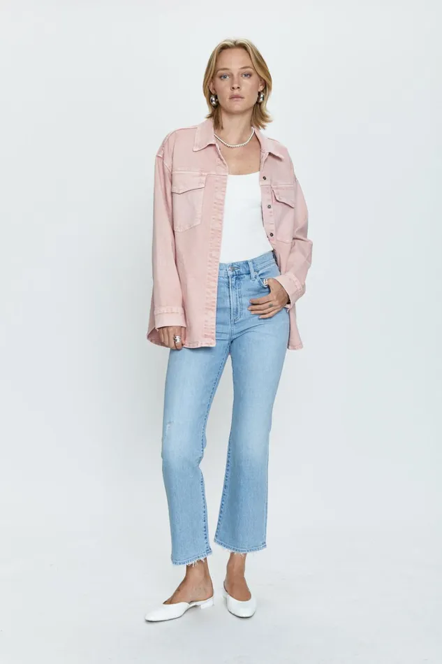 Pistola Denim Mandy Oversized Shacket 8211 Mellow Rose Snow Women Jackets and Outerwear