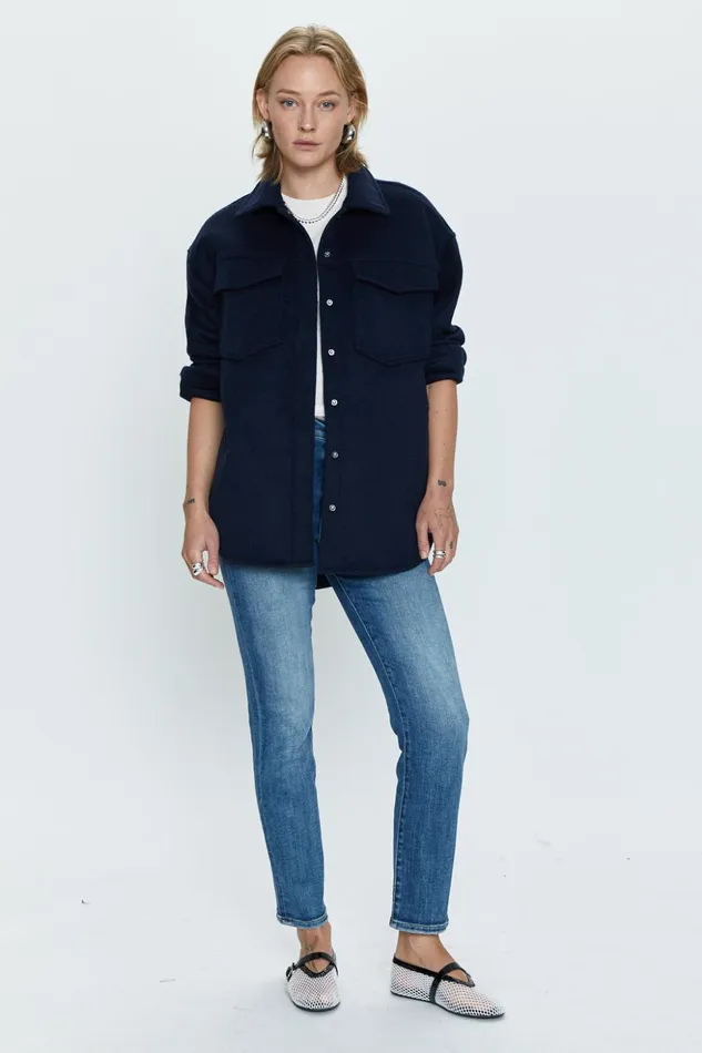 Pistola Denim Mandy Oversized Shirt Jacket 8211 Navy Sky Women Tops