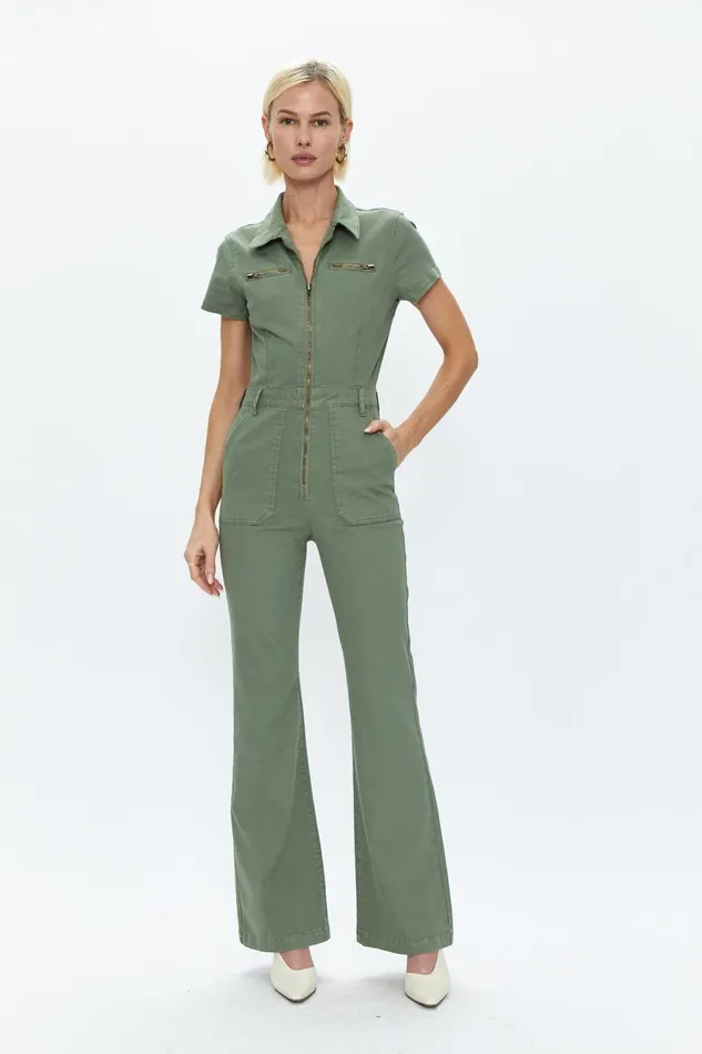 Pistola Denim Martina Short Sleeve Flare Jumpsuit 8211 Colonel Women Jumpsuits and Rompers Pistola Denim Martina Short Sleeve Flare Jumpsuit 8211 Colonel Women Jumpsuits and Rompers