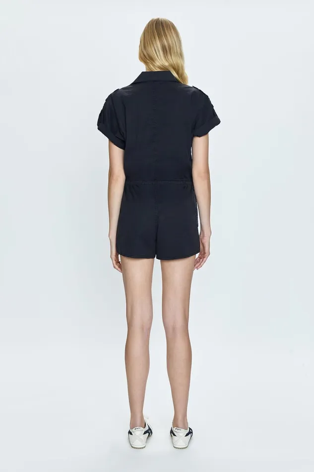Pistola Denim Meg Zip Front Romper 8211 Fade To Black Women Jumpsuits and Rompers