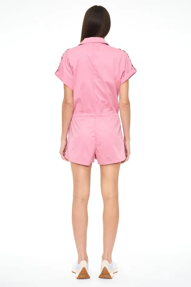 Pistola Denim Meg Zip Front Romper 8211 Flamingo Women Jumpsuits and Rompers