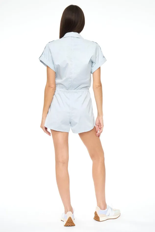 Pistola Denim Meg Zip Front Romper 8211 Sky Women Jumpsuits and Rompers