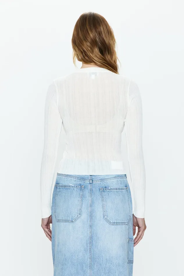 Pistola Denim Michele Long Sleeve Crew Neck Tee 8211 Ecru Women Tops