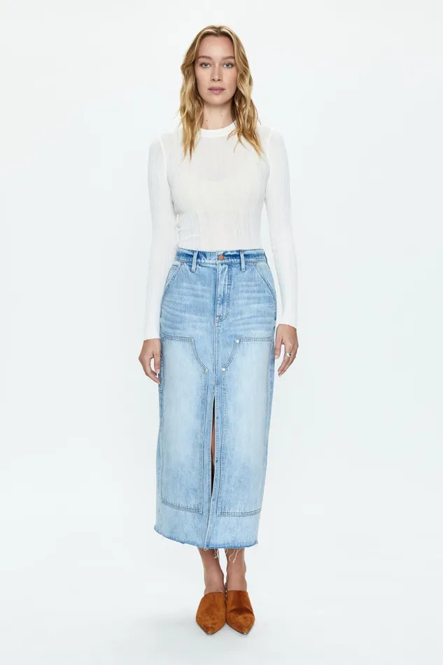 Pistola Denim Michele Long Sleeve Crew Neck Tee 8211 Ecru Women Tops