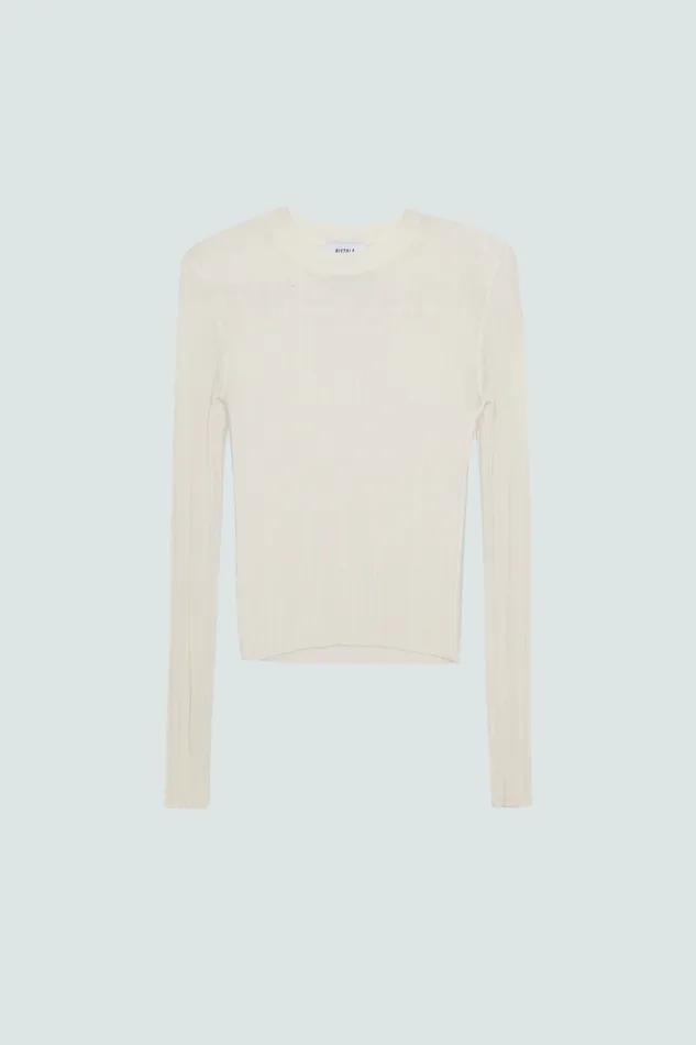 Pistola Denim Michele Long Sleeve Crew Neck Tee 8211 Ecru Women Tops