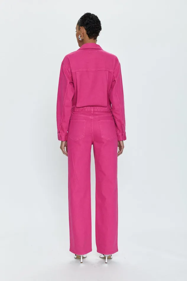 Pistola Denim Nikkie Long Sleeve Jumpsuit 8211 Pink Garnet Women Jumpsuits and Rompers