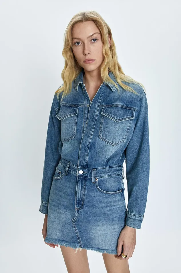 Pistola Denim Nina Long Sleeve Mini Dress 8211 Cara Women Denim