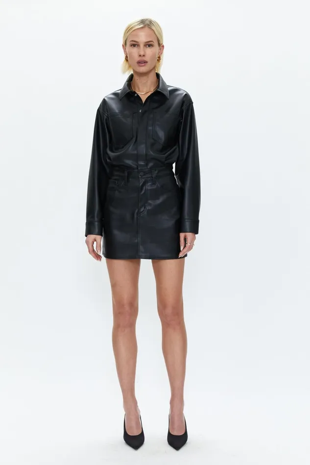 Pistola Denim Nina Long Sleeve Mini Dress 8211 Slate Black Women Dresses