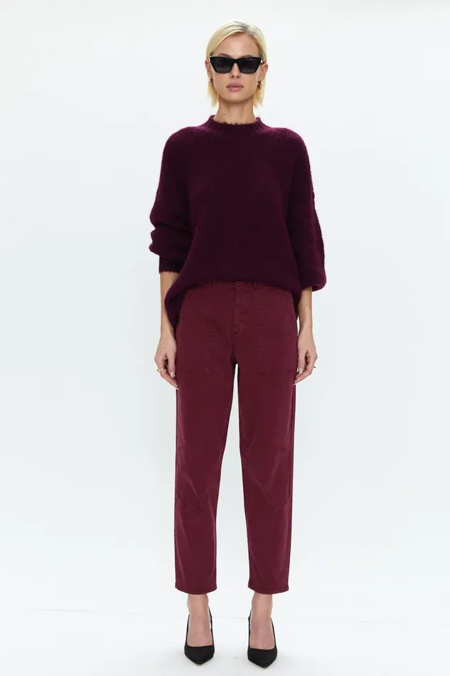 Pistola Denim Pamela High Rise Straight Trouser 8211 Bordeaux Women Pants