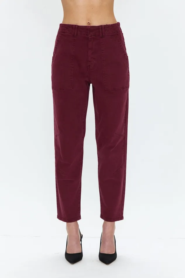 Pistola Denim Pamela High Rise Straight Trouser 8211 Bordeaux Women Pants