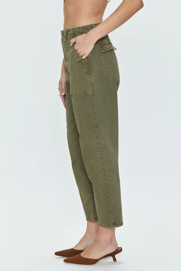 Pistola Denim Pamela High Rise Straight Trouser 8211 Dark Olive Women Pants