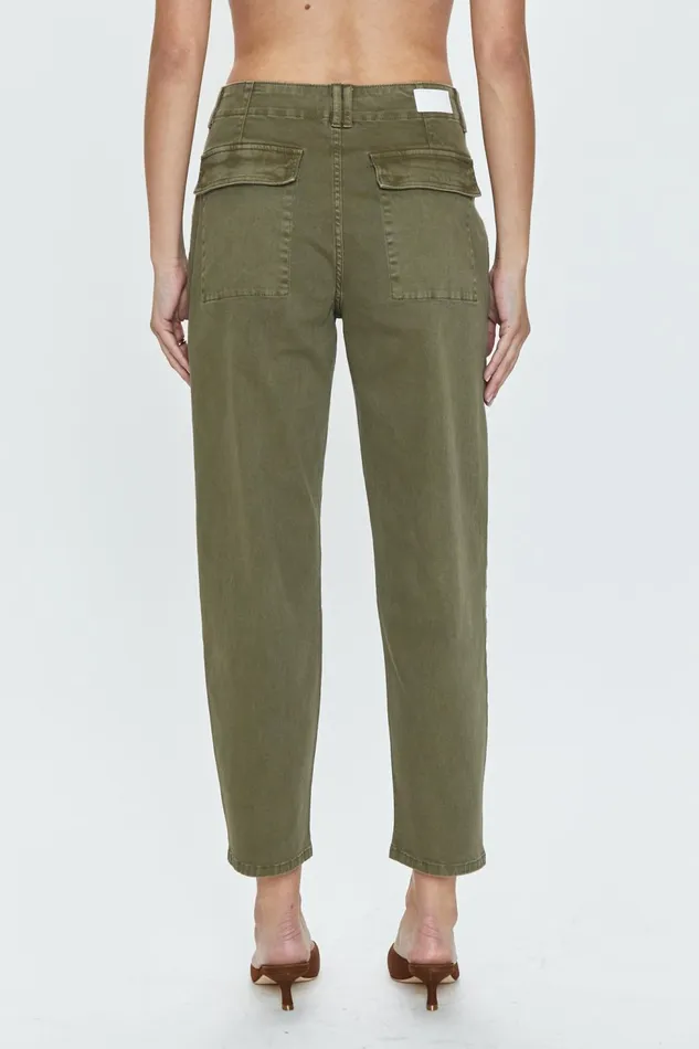 Pistola Denim Pamela High Rise Straight Trouser 8211 Dark Olive Women Pants