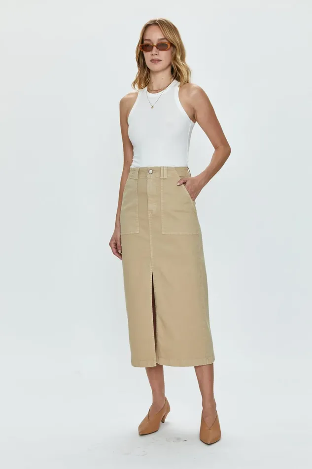 Pistola Denim Pamela Utility Skirt 8211 Latte Women Shorts and Skirts