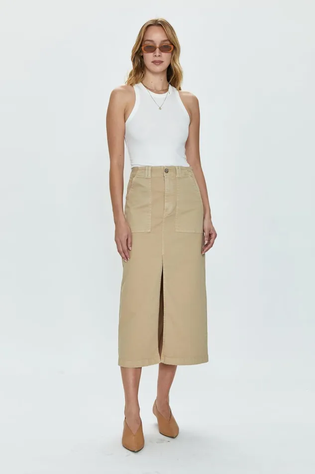 Pistola Denim Pamela Utility Skirt 8211 Latte Women Shorts and Skirts
