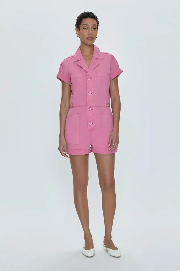 Pistola Denim Parker Field Suit Short 8211 Flamingo Women Jumpsuits and Rompers