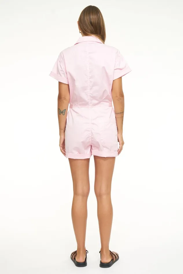 Pistola Denim Parker Short Sleeve Romper 8211 Pink Mist Women Jumpsuits and Rompers