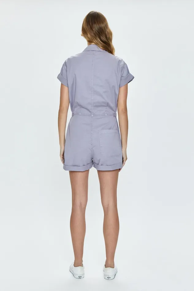 Pistola Denim Parker Short Sleeve Romper 8211 Plumeria Women Jumpsuits and Rompers