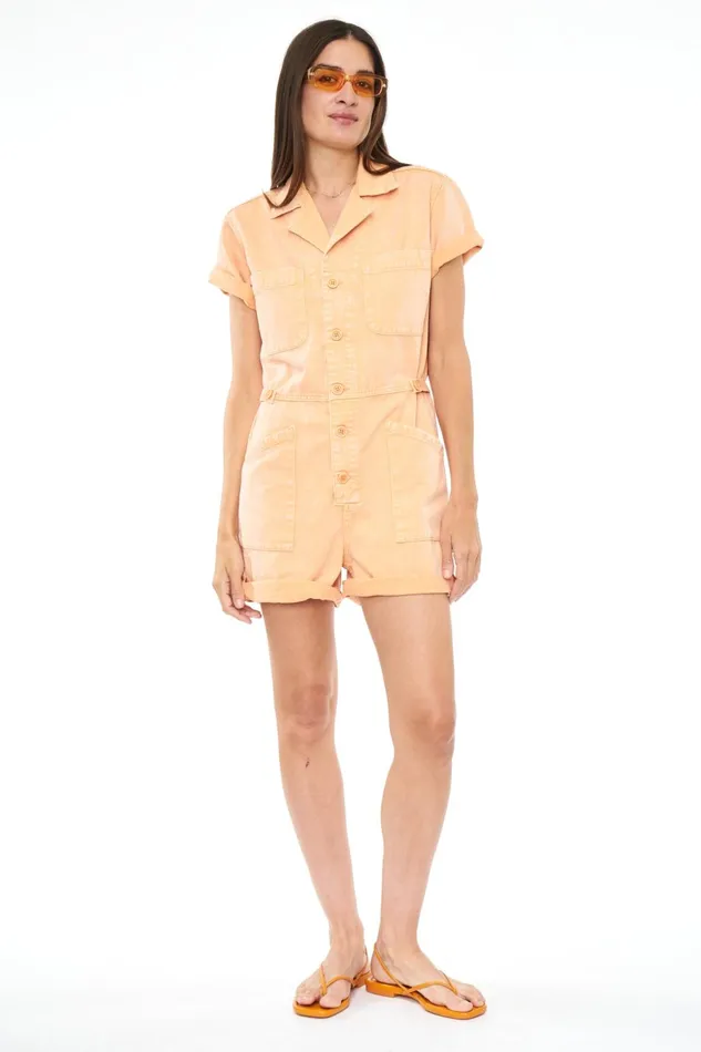 Pistola Denim Parker Short Sleeve Romper 8211 Sherbet Snow Women Jumpsuits and Rompers Pistola Denim Parker Short Sleeve Romper 8211 Sherbet Snow Women Jumpsuits and Rompers
