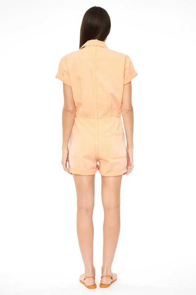 Pistola Denim Parker Short Sleeve Romper 8211 Sherbet Snow Women Jumpsuits and Rompers
