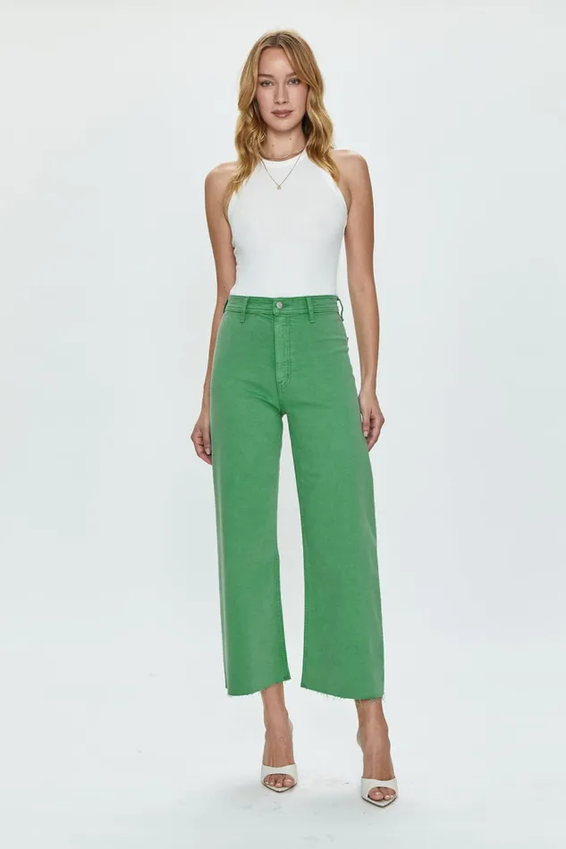 Pistola Denim Penny High Rise Wide Leg Crop 8211 Avocado Women Denim