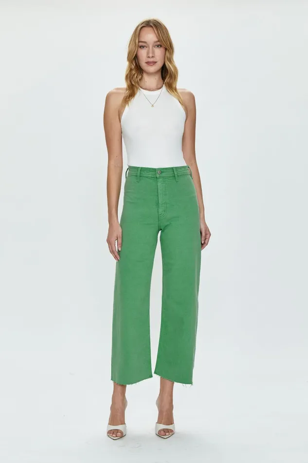 Pistola Denim Penny High Rise Wide Leg Crop 8211 Avocado Women Denim