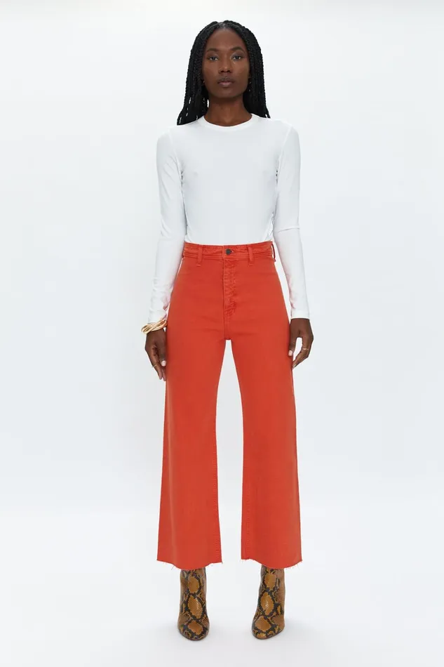 Pistola Denim Penny High Rise Wide Leg Crop 8211 Blood Orange Women Pants