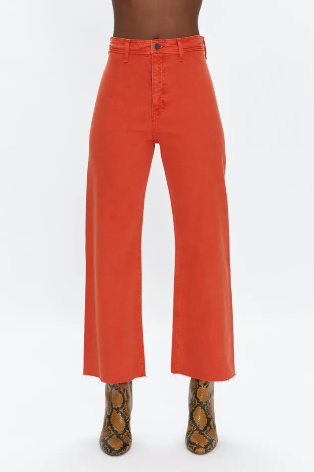 Pistola Denim Penny High Rise Wide Leg Crop 8211 Blood Orange Women Pants