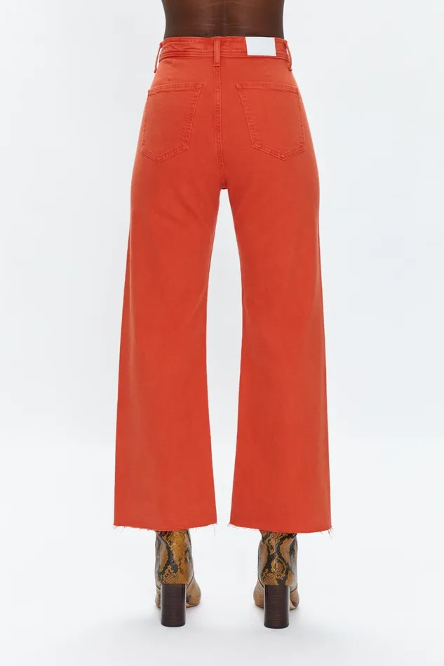 Pistola Denim Penny High Rise Wide Leg Crop 8211 Blood Orange Women Pants
