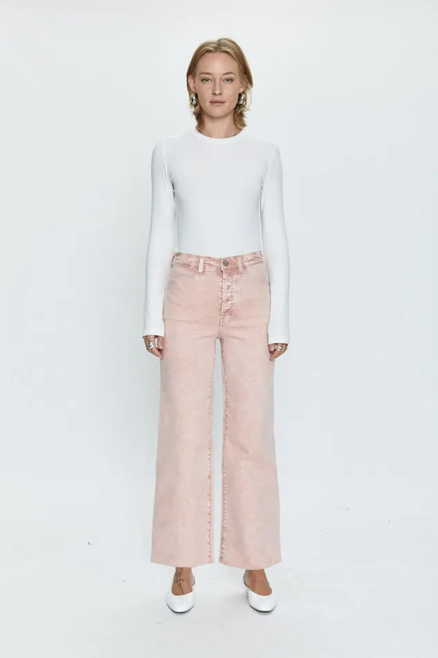 Pistola Denim Penny High Rise Wide Leg Crop 8211 Mellow Rose Snow Women Denim